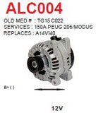 Alternator A14VI / SG15C Citroen / Peugeot 12V 150A - ALC004