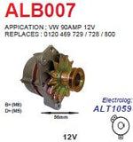 Alternator Audi 400/ Volkswagen Golf II - Jetta II N1 12V 90A - ALB007