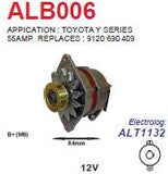 Alternator Toyota Cressida, Hiace, Hilux, Venture, Stallion, 1.8L - 2.0L - 2.2L  K1 12V 55A - ALB006