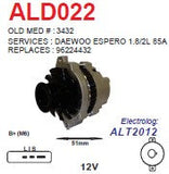 Alternator Daewoo Espero 1.8L - 2.0L CS121D 12V 85A  - ALD022