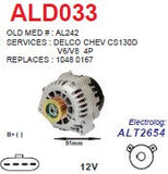 Alternator Chevrolet V6 - V8/ Isuzu V6 CS130D 12V 105A - ALD033