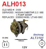 Alternator Nissan Cabstar 2.2L 12V 40A  - ALH013