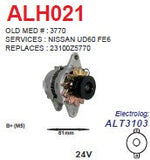 Alternator Nissan UD60 (FE6 engine) 24V 50A  - ALH021