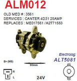 Alternator A2T Mitsubishi Canter diesel 24V 25A - ALM012