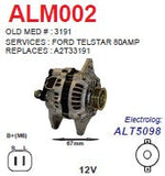 Alternator Ford Telstar/ Mazda 626 - MX6 A2T 12V 80A  - ALM002