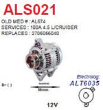 Alternator Toyota Land Cruiser 4.5L 12V 100A - ALS021