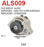 Alternator Toyota Avensis - Corolla 2.0L diesel 12V 120A - ALS009