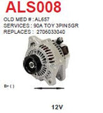 AlternatorToyota Yaris 1.4L D4D 12V 90A - ALS008