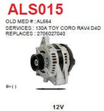 Alternator Toyota Corrola - Avensis 2.0L D4D 12V 130A - ALS015