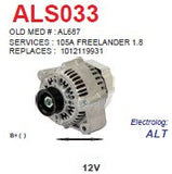 Alternator Land Rover Freelander 1.8i 16V 4X4 12V 105A - ALS033