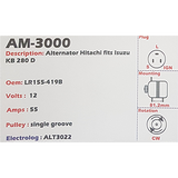 Alternator Isuzu 2.0L - 2.2L Diesel 12V 55A - AM-3000