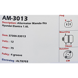 Alternator Hyundai Elantra - Sonata 1.6L - 1.8L - 2.0L 12V 75A - AM-3013