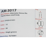 Alternator Toyota 12V 30A  - AM-3017