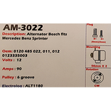 Alternator Mercedes-Benz Sprinter 2.3L - 190E 2.3L - E300D 3.0L 201 - 124 - 202 MODELS 12V 70A KC - AM-3022
