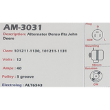 Alternator John Deere 12V 40A  - AM-3031