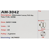 Alternator Tata 713S - 509M (4 / 6-Cilynder) 12V 65A 2SA23 - AM-3042