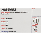 Alternator Tata Indica 12V 75A SA28 - AM-3052