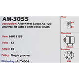 Alternator Universal 12V 55A AS123 - AM-3055