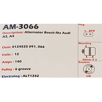 Alternator 150A/140A For Audi A3 A4 VW Jetta Passat Beetle – 6-Groove, 12V