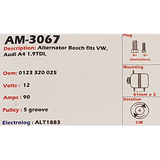 Alternator Volkswagen / Audi 1.9L TDi Quattro 12V 90A KC - AM-3067