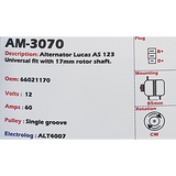 Alternator Universal 12V 70A AS123 - AM-3070