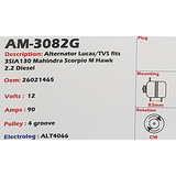 Alternator Mahindra Scorpio Mhawk 2.2L Diesel 12V 90A 3SIA130 - AM-3082G
