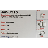 Alternator Ford V6 2.0L / Mazda 12V 60A AS123 - AM-3115