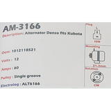 Alternator Kubota 12V 60A  - AM-3166