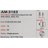 Alternator Volkswagen Golf I  II - Jetta II - Fox 12V 45A K1 - AM-3183