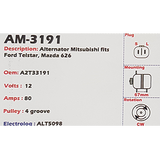 Alternator Ford Telstar / Mazda 626 - MX6 12V 80A A2T - AM-3191
