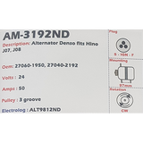 Alternator Toyota Hino J07 - J08 24V 50A  - AM-3192ND
