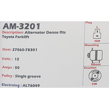 Alternator Toyota Forklift 12V 50A  - AM-3201