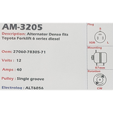 Alternator Toyota Forklift diesel (6-series) 12V 40A  - AM-3205