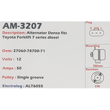Alternator Toyota Forklift diesel (7-series) 12V 50A  - AM-3207