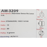 Alternator Toyota / Lexus 2.5L 12V 80A  - AM-3209
