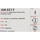 Alternator Cummins / Foton / GAZ (ISF 3.8L ENGINE) 24V 70A - AM-3217