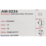 Alternator Crusader Marine (8-cylinder) 7SI 12V 70A   - AM-3226