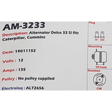 Alternator Caterpillar / Cummins / International Harvester / Volvo 33SI 12V 135A   - AM-3233