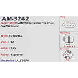 Alternator Chevrolet V6 - V8 / Isuzu V6 CS130D 12V 105A  - AM-3242