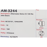 Alternator John Deere CS130D 12V 160A  - AM-3244