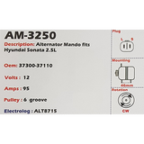 Alternator Hyundai Sonata 2.5L 6-Cilynder 12V 95A - AM-3250