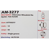 Alternator Hyster / Yale Forklifts (2.0L Mazda FE-ENGINE) 12V 40A A7T - AM-3277
