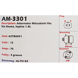 Alternator Kia Shuma - Sephia 1.8L 12V 70A A2TB - AM-3301