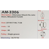 Alternator John Deere / Caterpillar / Mitsubishi Forklifts 12V 45A - AM-3306