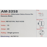 Alternator Daewoo Matiz 12V 65A  - AM-3358