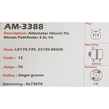 Alternator Nissan Terrano - Pathfinder - Pick-Up 3.0L V6 12V 70A - AM-3388