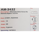 Alternator Daewoo Espero 1.8L - 2.0L CS121D 12V 85A   - AM-3432