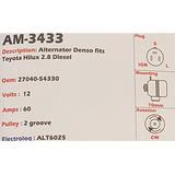 Alternator Toyota diesel 12V 60A  - AM-3433