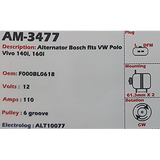 Alternator Volkswagen Polo Vivo 1.4i - 1.6i 12V 110A B3 - AM-3477