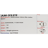 Alternator AAK John Deere (3.179DL - 4.239TL ENGINES) 12V 55A - AM-3529
